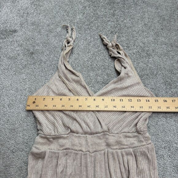 Kennedy Kened IK Ribbed Knit Wide Leg Wrap Jumpsuit Womens Small Beige Tie Strap - Picture 12 of 14